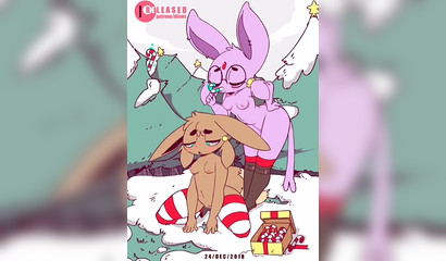 Lesbian pokemon Espeon and Ivy masturbate with candy