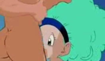 Green-haired Bulma fucked in mouth and pussy in hentai porn Dragon Ball Z