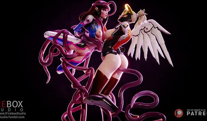 3d tentacles penetrate deep into girls D.Va and Mercy