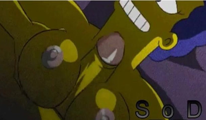 Marge Simpson helping Bart release the ball tension