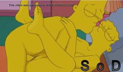 Marge Simpson helping Bart release the ball tension