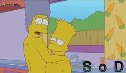 Marge Simpson helping Bart release the ball tension