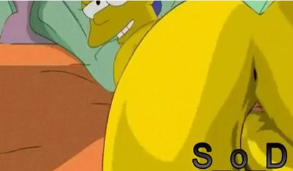 Marge Simpson helping Bart release the ball tension