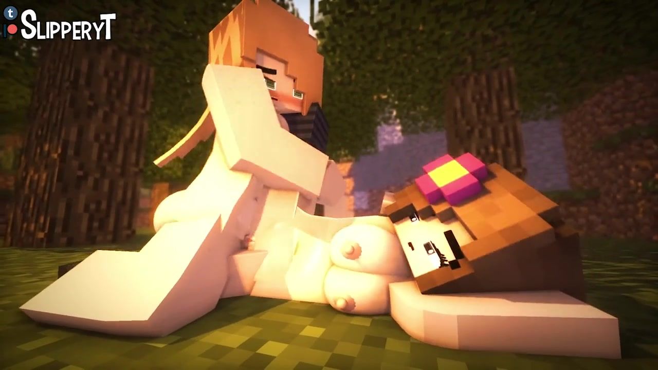 Minecraft Jenny and Amber in animated lesbian paradise