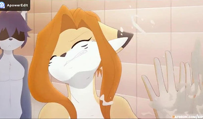 Wet cum adventures in the shower with furry friends