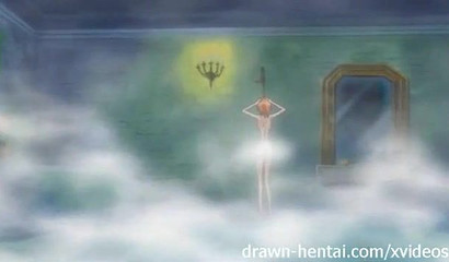 Busty redhead Nami takes a steaming hot shower