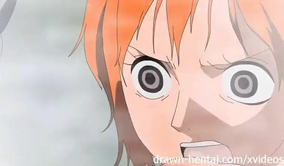 Busty redhead Nami takes a steaming hot shower