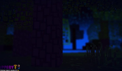 Creeper sneaks up on Jenny's Minecraft cunny