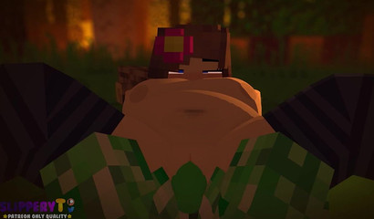 Creeper sneaks up on Jenny's Minecraft cunny