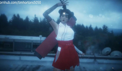 3D Tenten fights enemies with her beaver