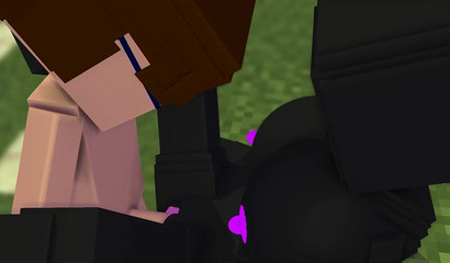Enderwoman takes 3D Minecraft cum from villager
