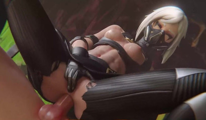 Orgasmic! This 3D is mounting a huge Fortnite rod with her ass