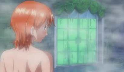 Steamy shower got anime chick Nami wet and horny