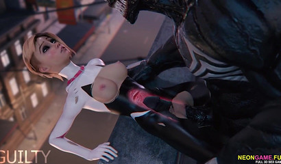 The excitement of a monster cock banging on a rooftop in 3D