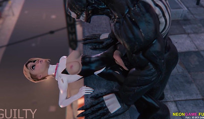 The excitement of a monster cock banging on a rooftop in 3D