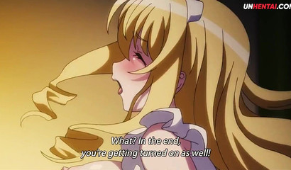 Hentai servant polishing a stiff knob