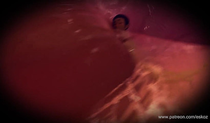 Shrunken guy lives out his Anime fantasy inside giantess's cooch