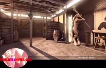 Pelzige Fuchs 3D hottie schlürft Pferd Schwanz