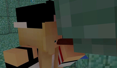 Ее киска нуждается в подводном бурении Minecraft