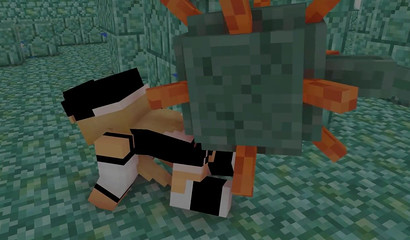 Ее киска нуждается в подводном бурении Minecraft