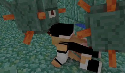 Ее киска нуждается в подводном бурении Minecraft