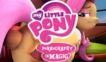 Fluttershy can't resist trying a human 3D cock