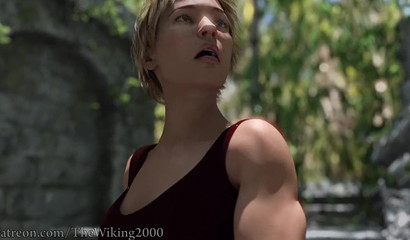 Felarya giantess is walking around and hunting her prey