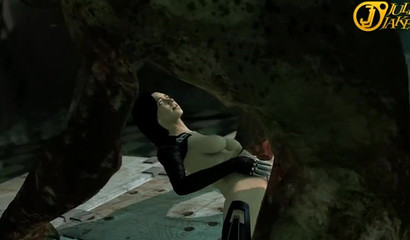 Miranda Lawson fights against a monster horse stick