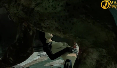 Miranda Lawson fights against a monster horse stick