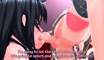 Milking the juice from a futanari doll in hentai cartoon