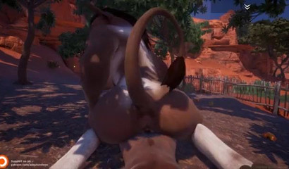 Playful forest cow stumbled up a human 3D Wildlife