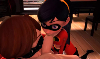 Elastigirl shows her daughter how to please the daddy