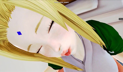 Anime hottie Tsunade offering her humongous tits as a bribe