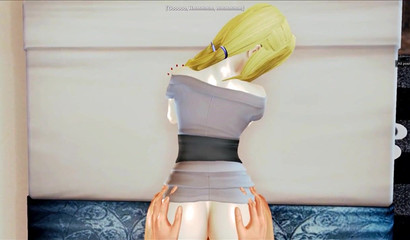 Anime hottie Tsunade offering her humongous tits as a bribe