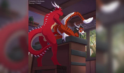 Furry dragon having his way with his fiery lover