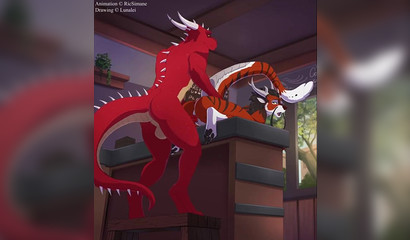 Furry dragon having his way with his fiery lover