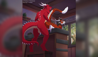 Furry dragon having his way with his fiery lover