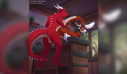 Furry dragon having his way with his fiery lover