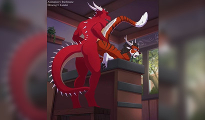 Furry dragon having his way with his fiery lover