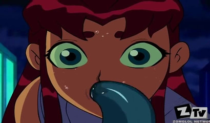 Only Starfire and Raven can take cartoon tentacle cum
