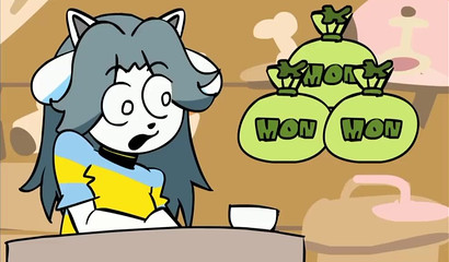 Cute Undertale hottie stuffing her mouth with big rod