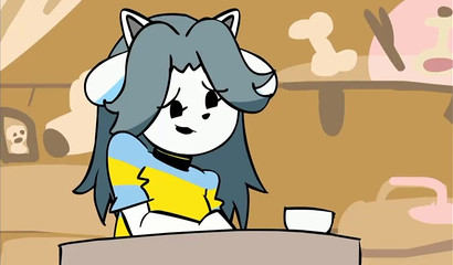 Cute Undertale hottie stuffing her mouth with big rod