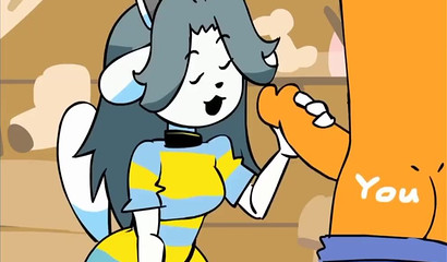 Cute Undertale hottie stuffing her mouth with big rod