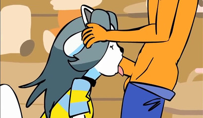 Cute Undertale hottie stuffing her mouth with big rod