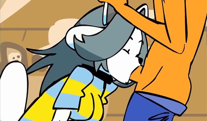 Cute Undertale hottie stuffing her mouth with big rod