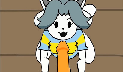 Cute Undertale hottie stuffing her mouth with big rod