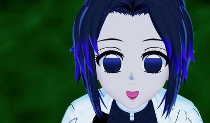 Petite jet-haired anime cutie needs her pussy Demon Slayed