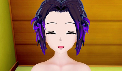 Petite jet-haired anime cutie needs her pussy Demon Slayed