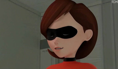 Curvy 3D brunette Elastigirl taking huge rod in her backdoor