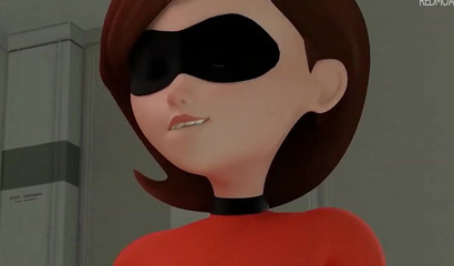 Curvy 3D brunette Elastigirl taking huge rod in her backdoor